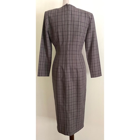 Vintage 90s La Belle Plaid Midi Dress Button Front Academia Soft Goth Size S/M - Picture 4 of 8